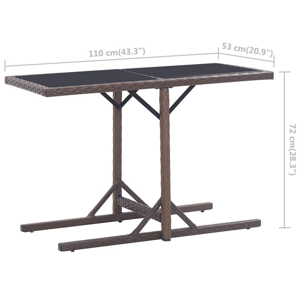 PANGIVO - Table de jardin Verre et Résine tressée Marron 110 x 53 x 72 cm - PANGIVO - Image 6