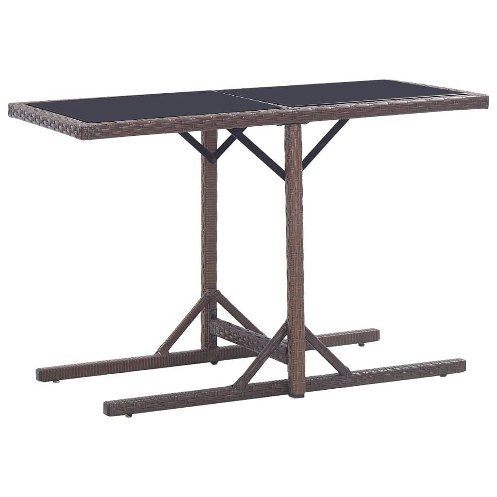 PANGIVO - Table de jardin Verre et Résine tressée Marron 110 x 53 x 72 cm - PANGIVO - Image 1