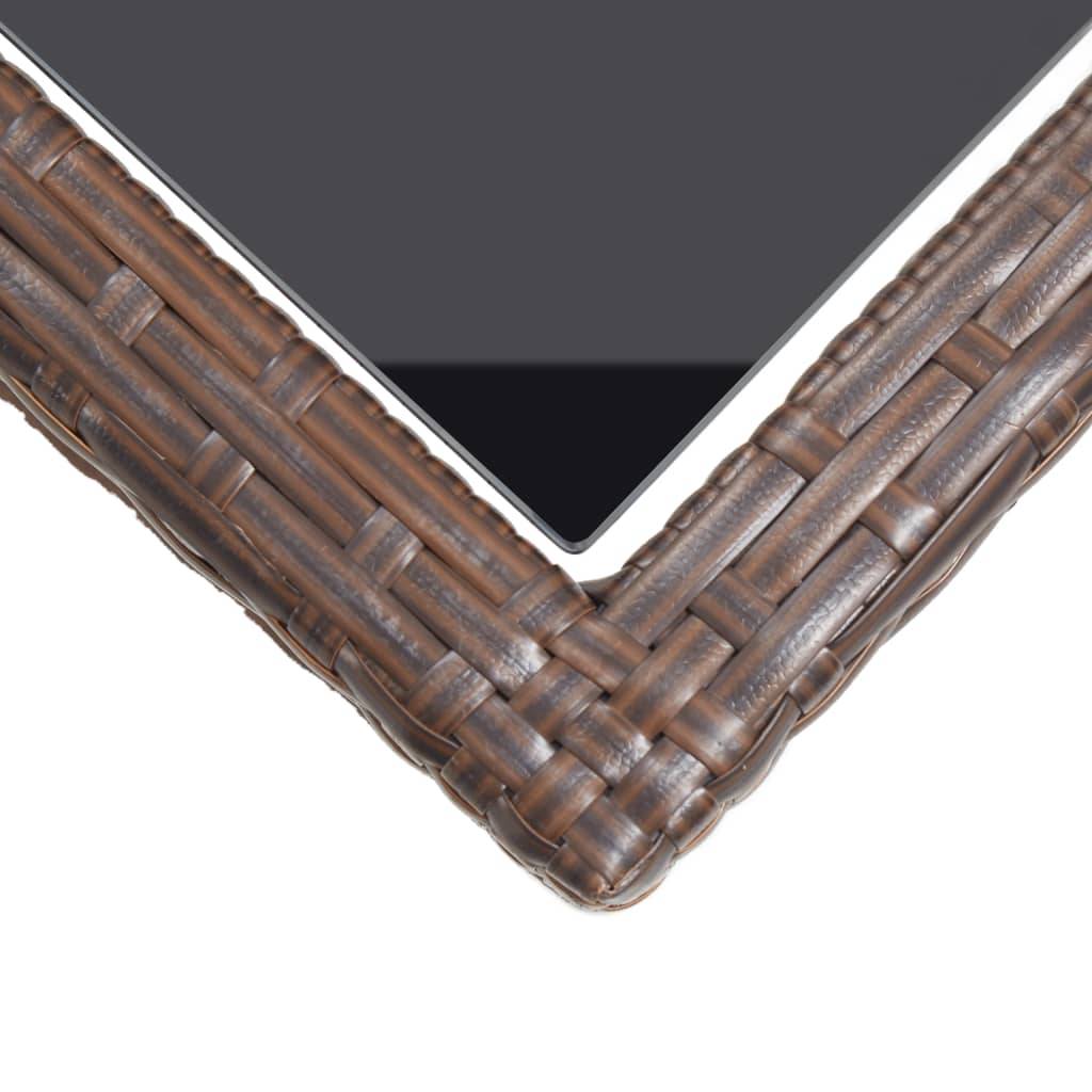 PANGIVO - Table de jardin Verre et Résine tressée Marron 110 x 53 x 72 cm - PANGIVO - Image 5