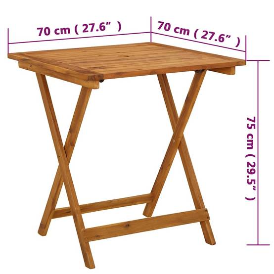 Table de Jardin Pliante Carrée en Bois d'Acacia Naturel, 2-4 Personnes, 70x70 cm – ComfortXL Outdoor Living - Image 7
