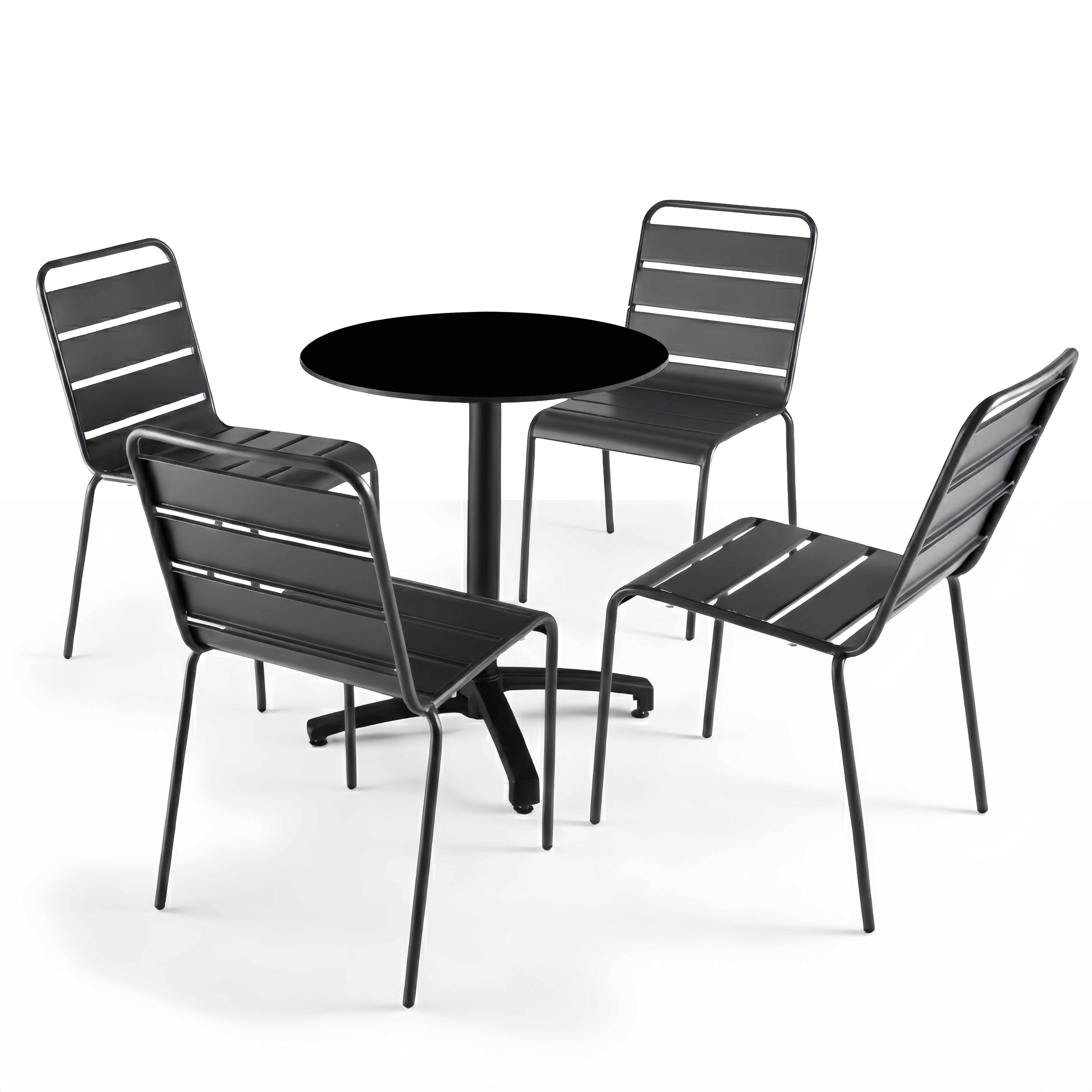 Oviala - Table de jardin ronde 60 cm inclinable aluminium et HPL noir Opera - Oviala - Image 3