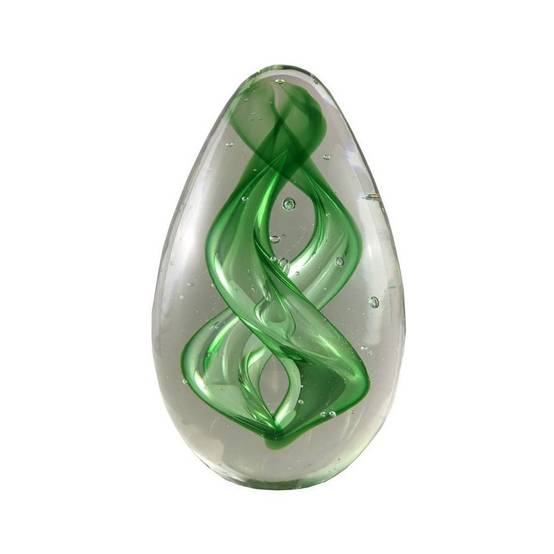Presse papier sulfure "Spirales" en verre vert 14 x 8.5 cm Chemin de campagne - Imagen 1