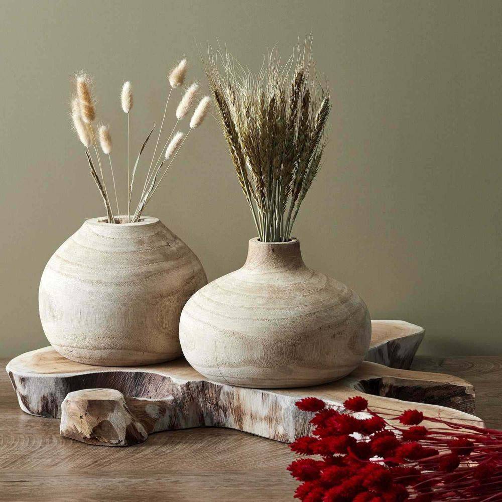 The Home Deco Factory - Vase rond en bois de bancoulier Ruche - Imagen 4
