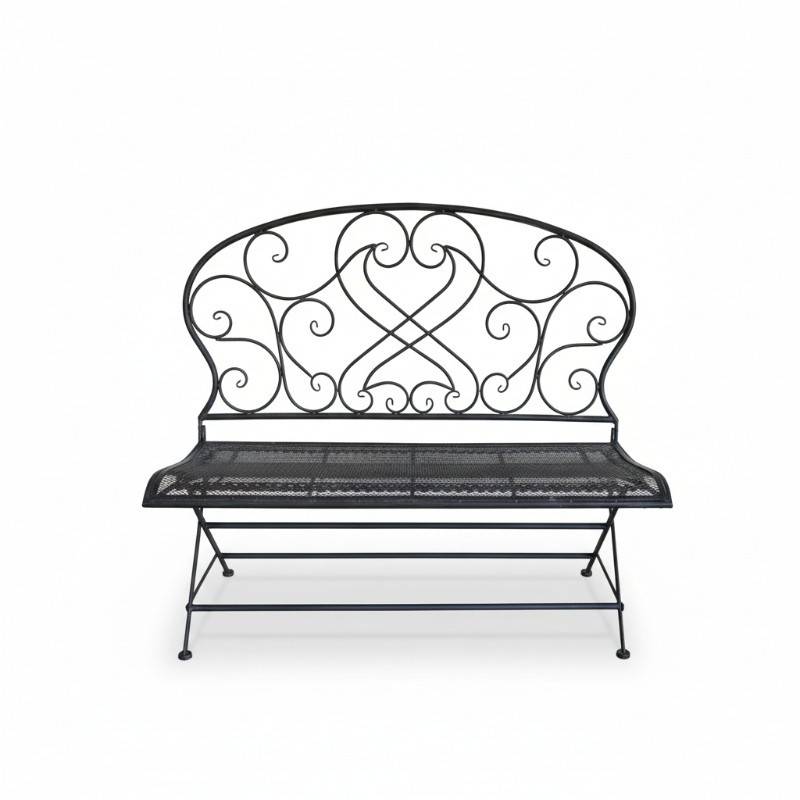 La Grande Prairie - Banc de Jardin Fer Forgé Voluptua Noir 109x53x101cm - Image 1