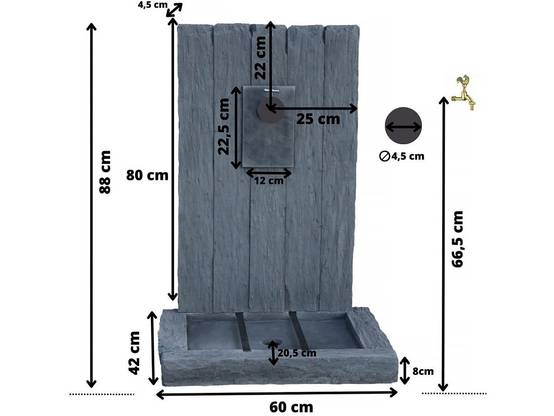 Fontaine "ardoise" - En Pierre Reconstituée - 59 X 44 X 87 Cm - Gris -habitat Et Jardin - Image 2
