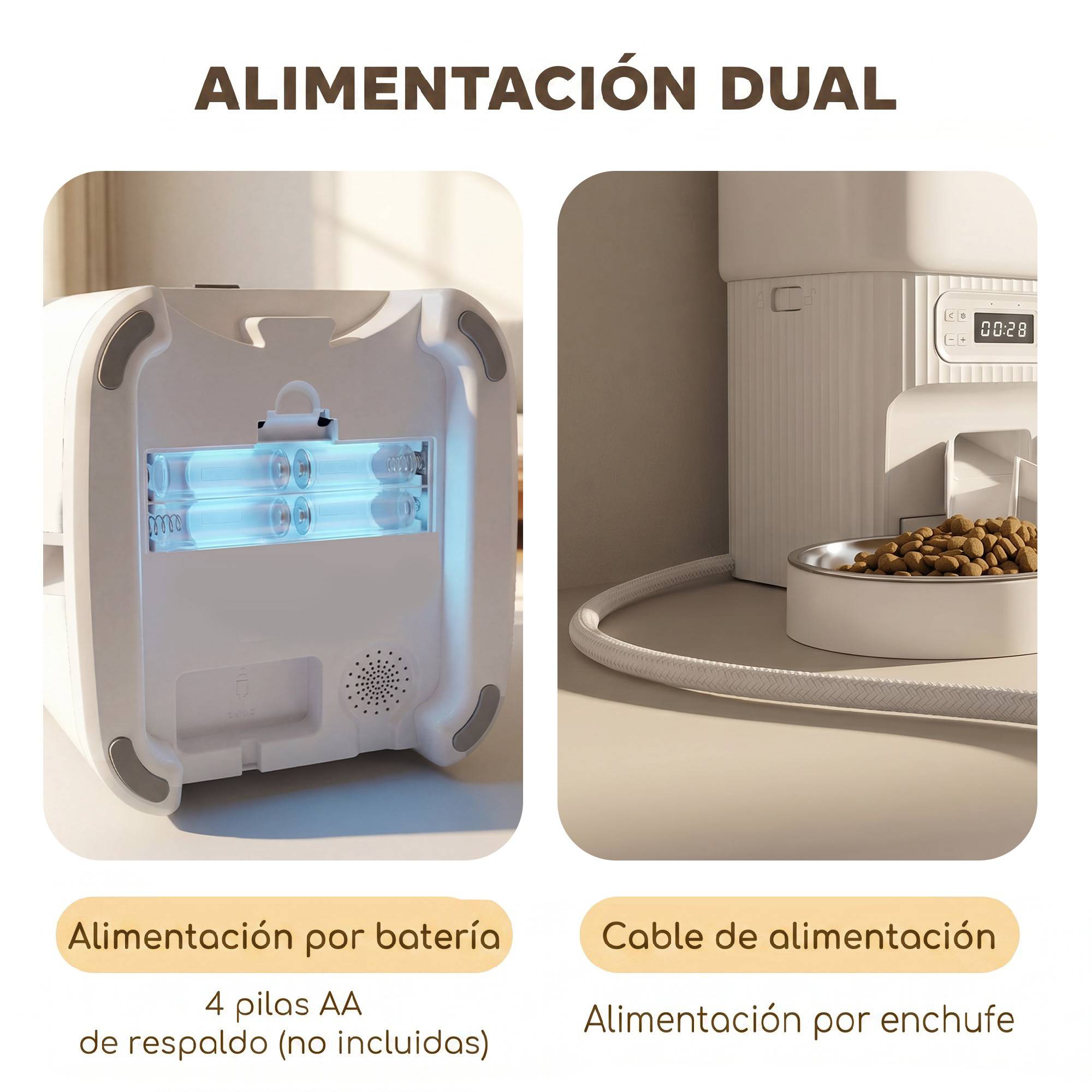 Distributeur automatique 4L chat/chien, 1-6 repas/jour, 2 bols, 2 emplacements repas - Image 8