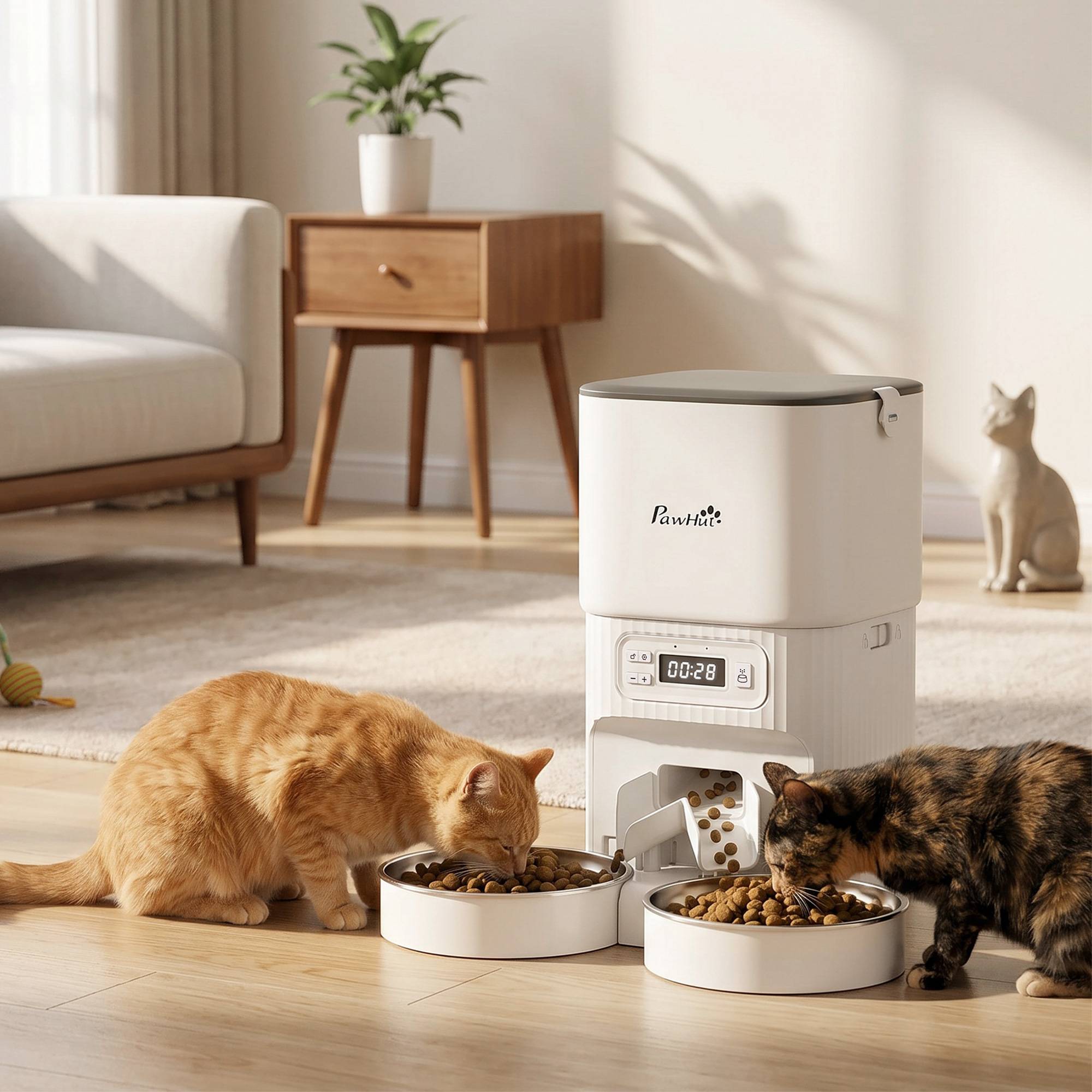 Distributeur automatique 4L chat/chien, 1-6 repas/jour, 2 bols, 2 emplacements repas - Image 4