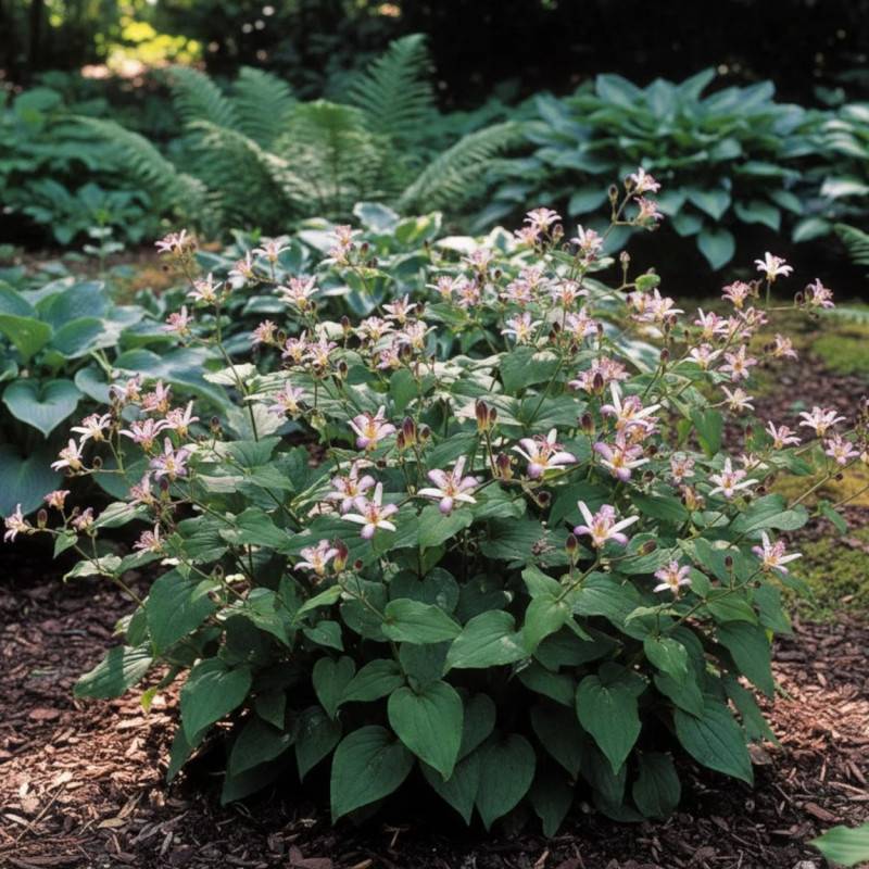Lis orchidée Tojen, Tricyrtis à fleurs Rose/Blanche - feuillage Caduc - Godet - 5/20 cm