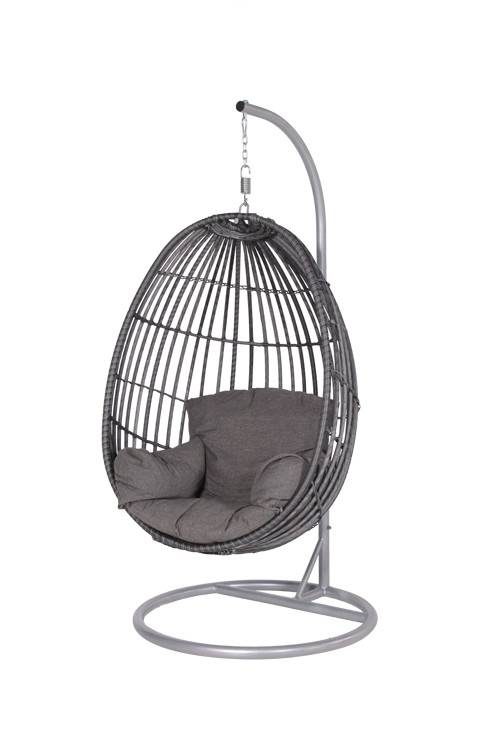 Garden Impressions - Fauteuil suspendu oeuf d'extérieur Panama - noir carbon - earl grey- grisfoncé - Garden Impressions - Imagen 1