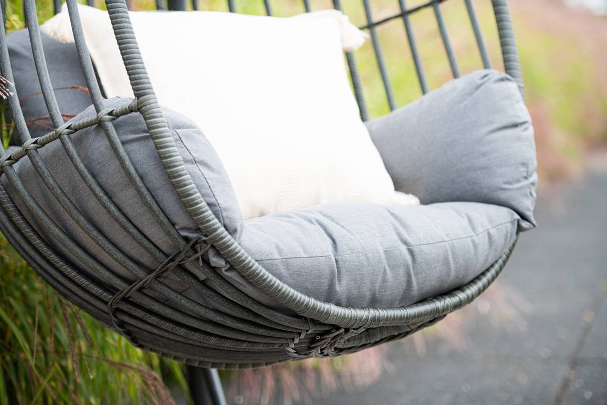 Garden Impressions - Fauteuil suspendu oeuf d'extérieur Panama - noir carbon - earl grey- grisfoncé - Garden Impressions - Imagen 8