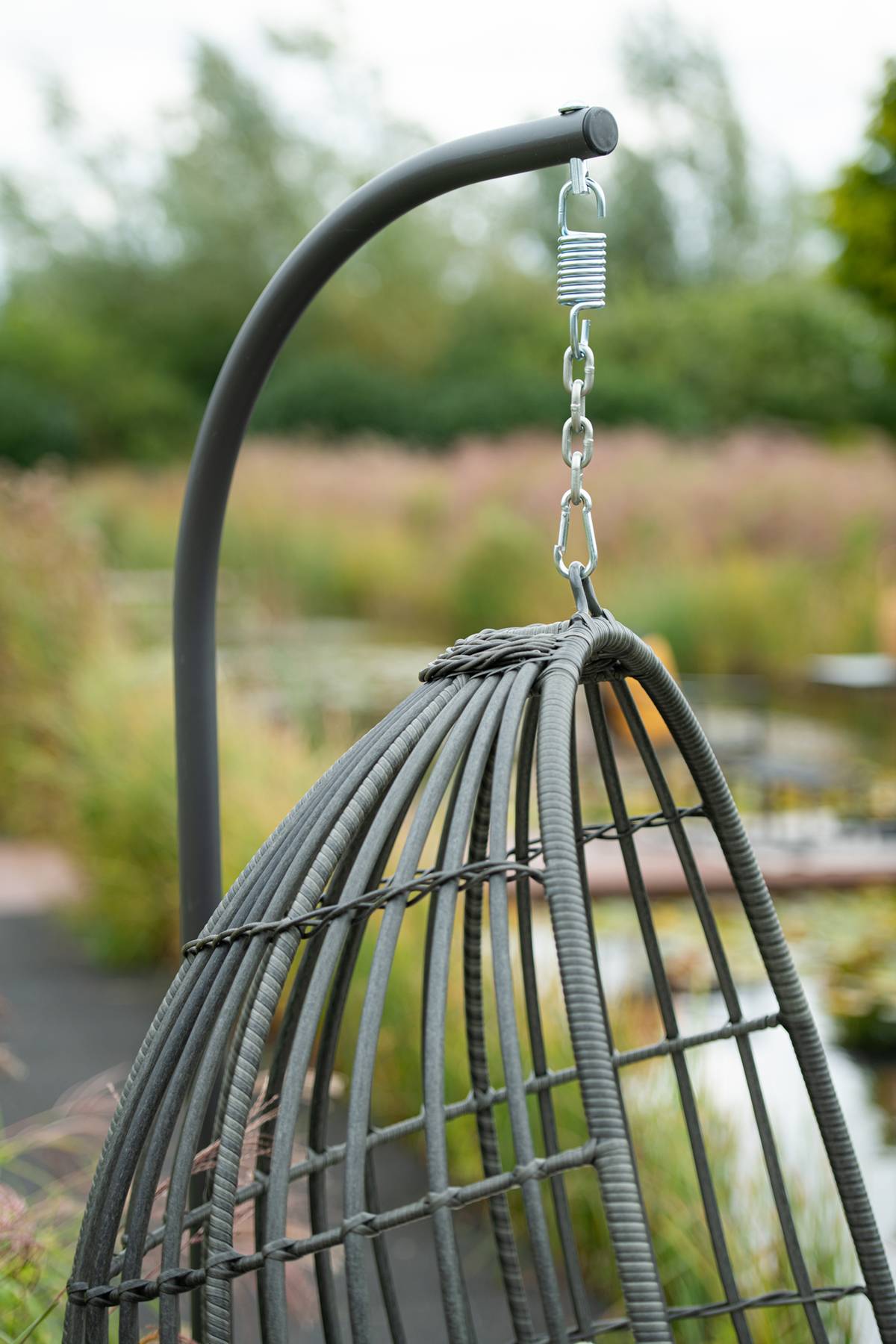 Garden Impressions - Fauteuil suspendu oeuf d'extérieur Panama - noir carbon - earl grey- grisfoncé - Garden Impressions - Imagen 6