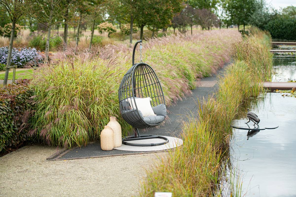 Garden Impressions - Fauteuil suspendu oeuf d'extérieur Panama - noir carbon - earl grey- grisfoncé - Garden Impressions - Imagen 3