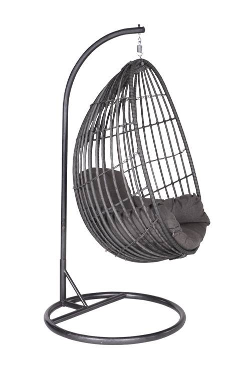 Garden Impressions - Fauteuil suspendu oeuf d'extérieur Panama - noir carbon - earl grey- grisfoncé - Garden Impressions - Imagen 2