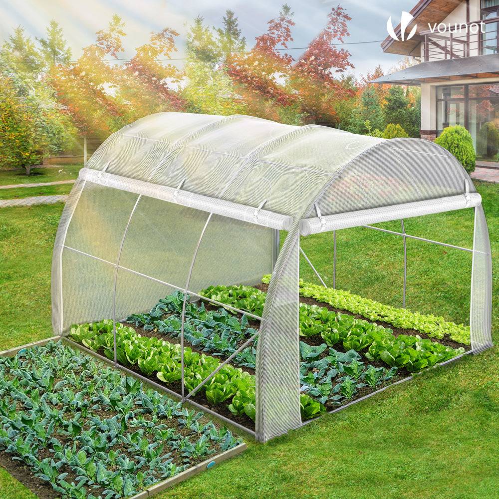 Serre de jardin tunnel Toute Saison 9m² - 3L x 3l x 2H m - fenêtres et portes latérales zippées enroulables, barre anti-tempête - Image 3