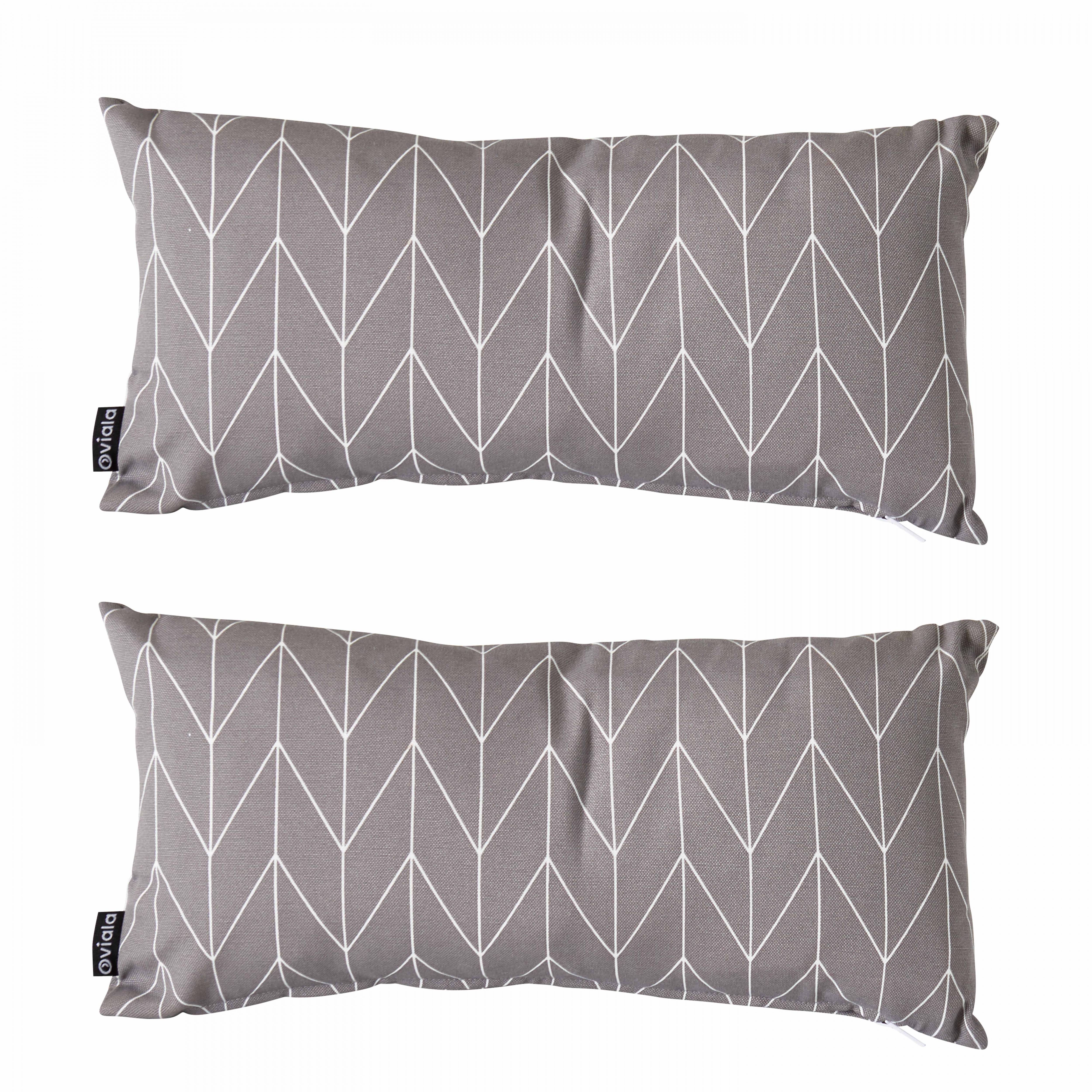 Oviala - Lot de 2 petits coussins polyester gris 40 x 20 x 8 cm Ica - Oviala - Imagen 1
