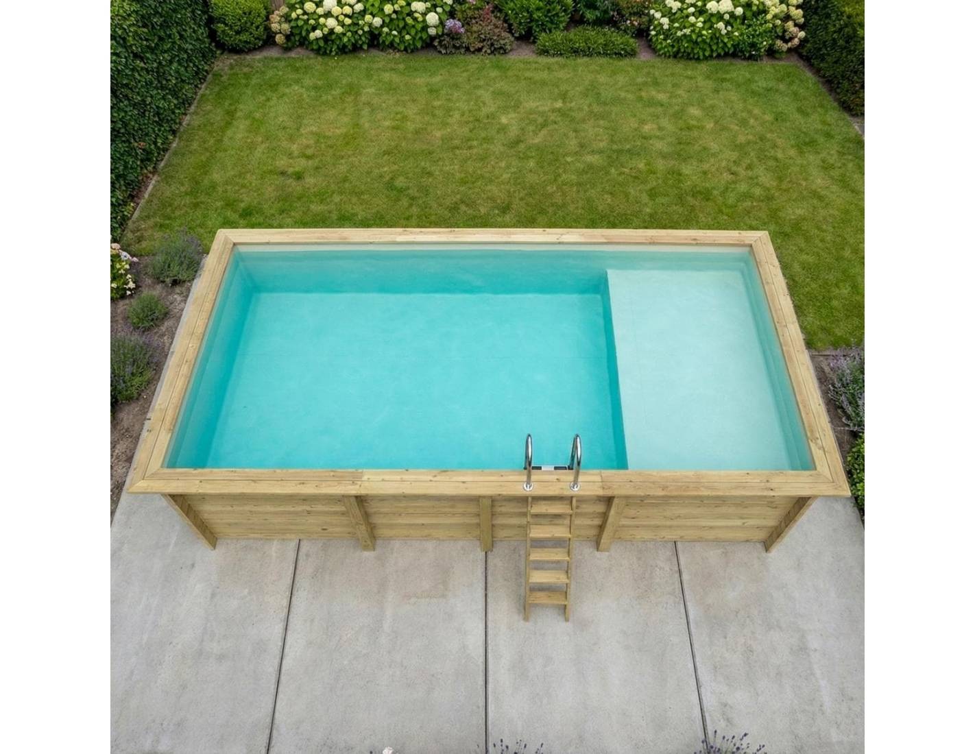 Altanka - Piscine hors sol en bois AQUA 7 x 3.75 - H.1.45 m avec plage, sable, fixations à sceller - BAS7308OSPI3+PLA308 - ALTANKA - Image 3