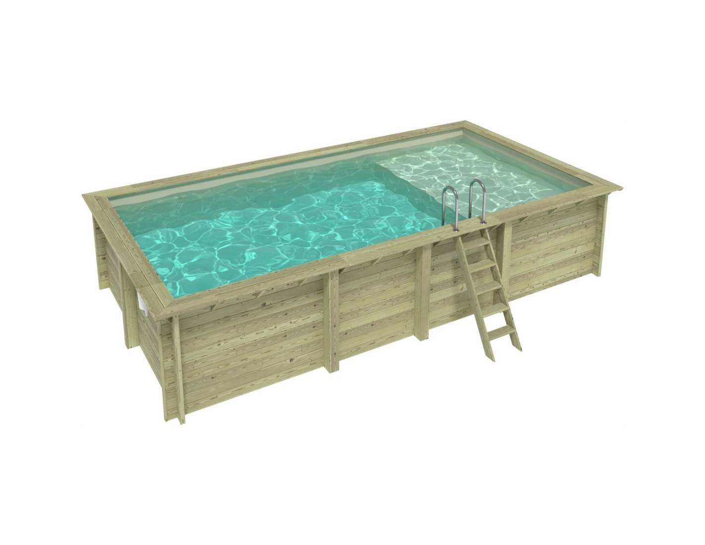 Altanka - Piscine hors sol en bois AQUA 7 x 3.75 - H.1.45 m avec plage, sable, fixations à sceller - BAS7308OSPI3+PLA308 - ALTANKA - Image 2