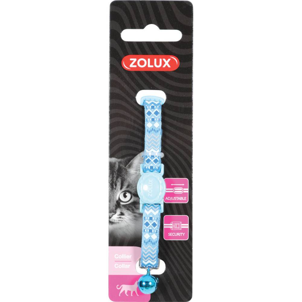 Zolux - Collier ETHNIC nylon réglable de 17 à 30 cm bleu pour chat. - Imagen 2
