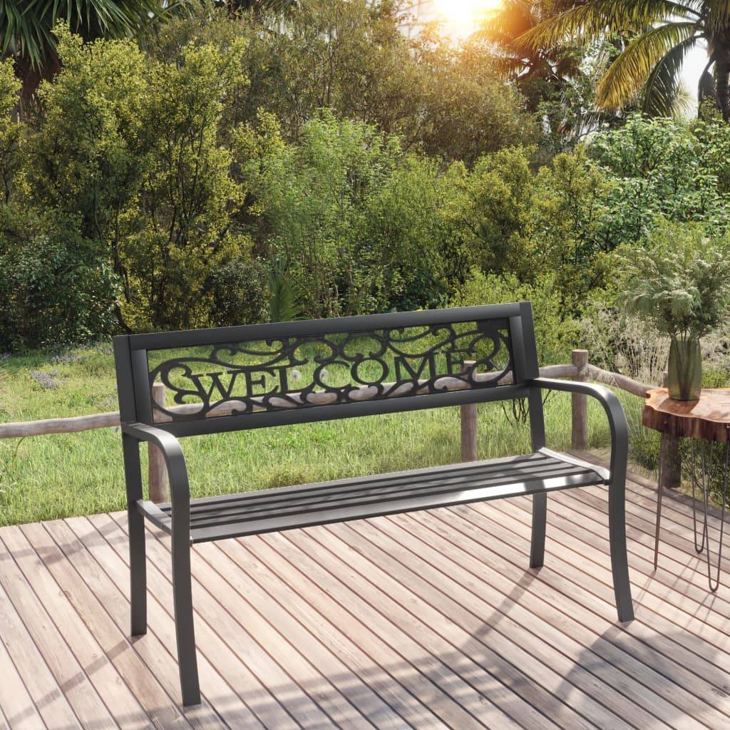 ComfortXL - Banc de Jardin Moderne Acier et Plastique Dossier Latté pour Terrasse Noir 125cm – ComfortXL Outdoor Living - Image 1