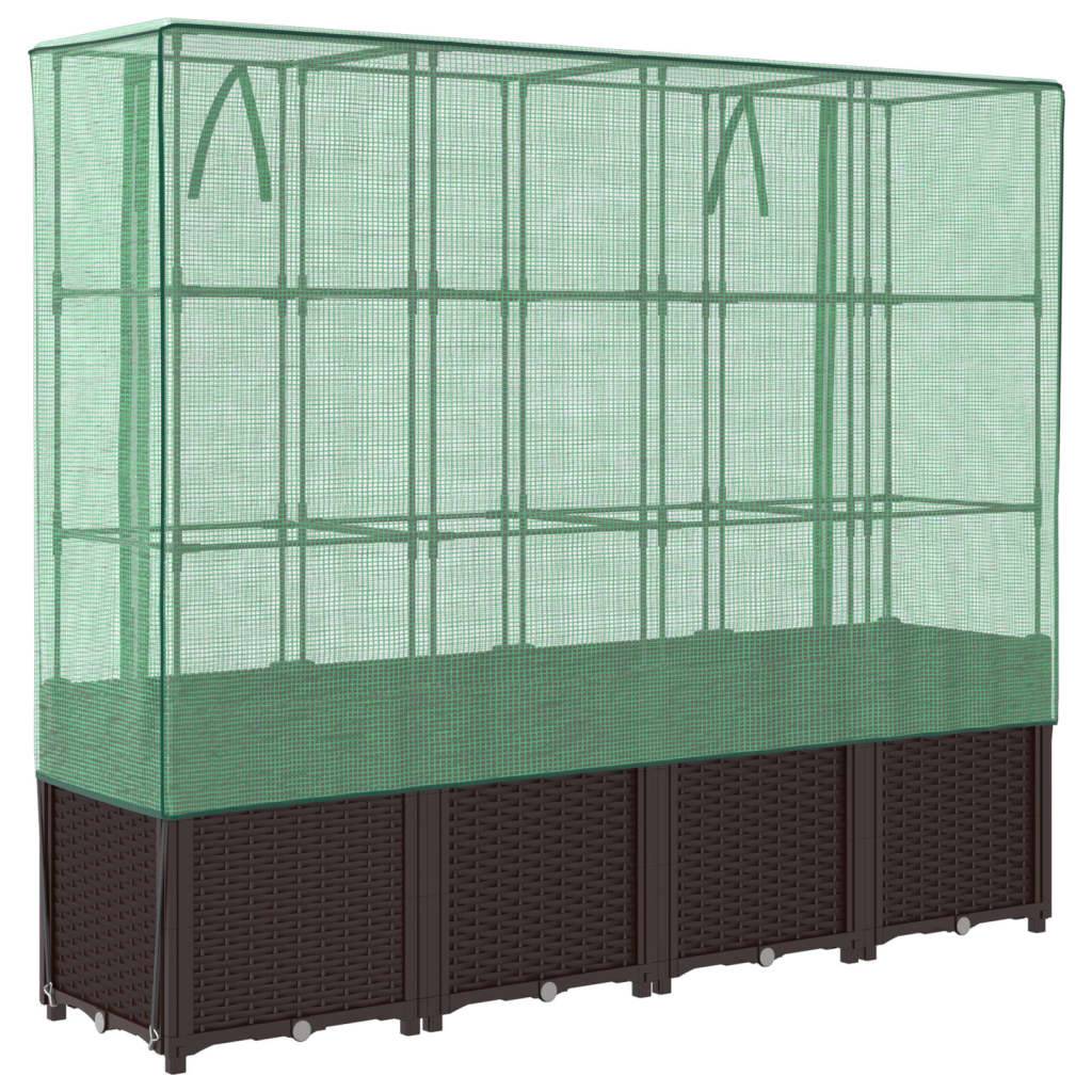 ComfortXL - Grand carré potager surélevé serre aspect rotin pour jardin terrasse Brun 160cm – ComfortXL Outdoor Living - Image 6