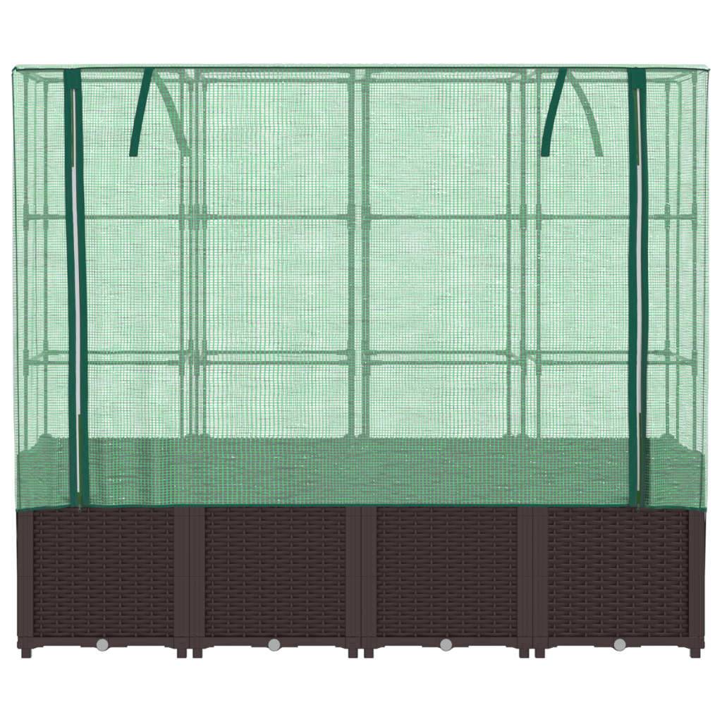 ComfortXL - Grand carré potager surélevé serre aspect rotin pour jardin terrasse Brun 160cm – ComfortXL Outdoor Living - Image 4