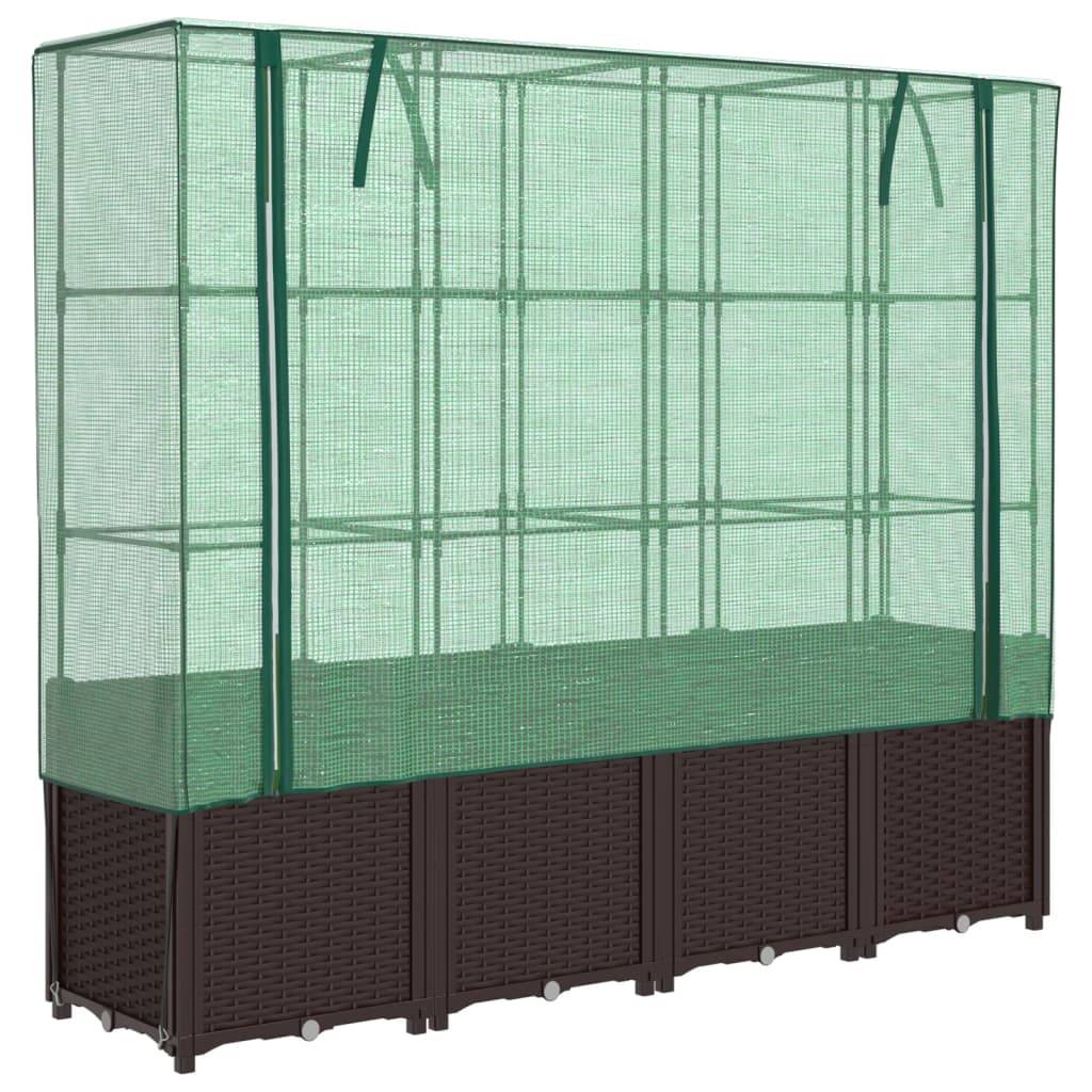 ComfortXL - Grand carré potager surélevé serre aspect rotin pour jardin terrasse Brun 160cm – ComfortXL Outdoor Living - Image 2