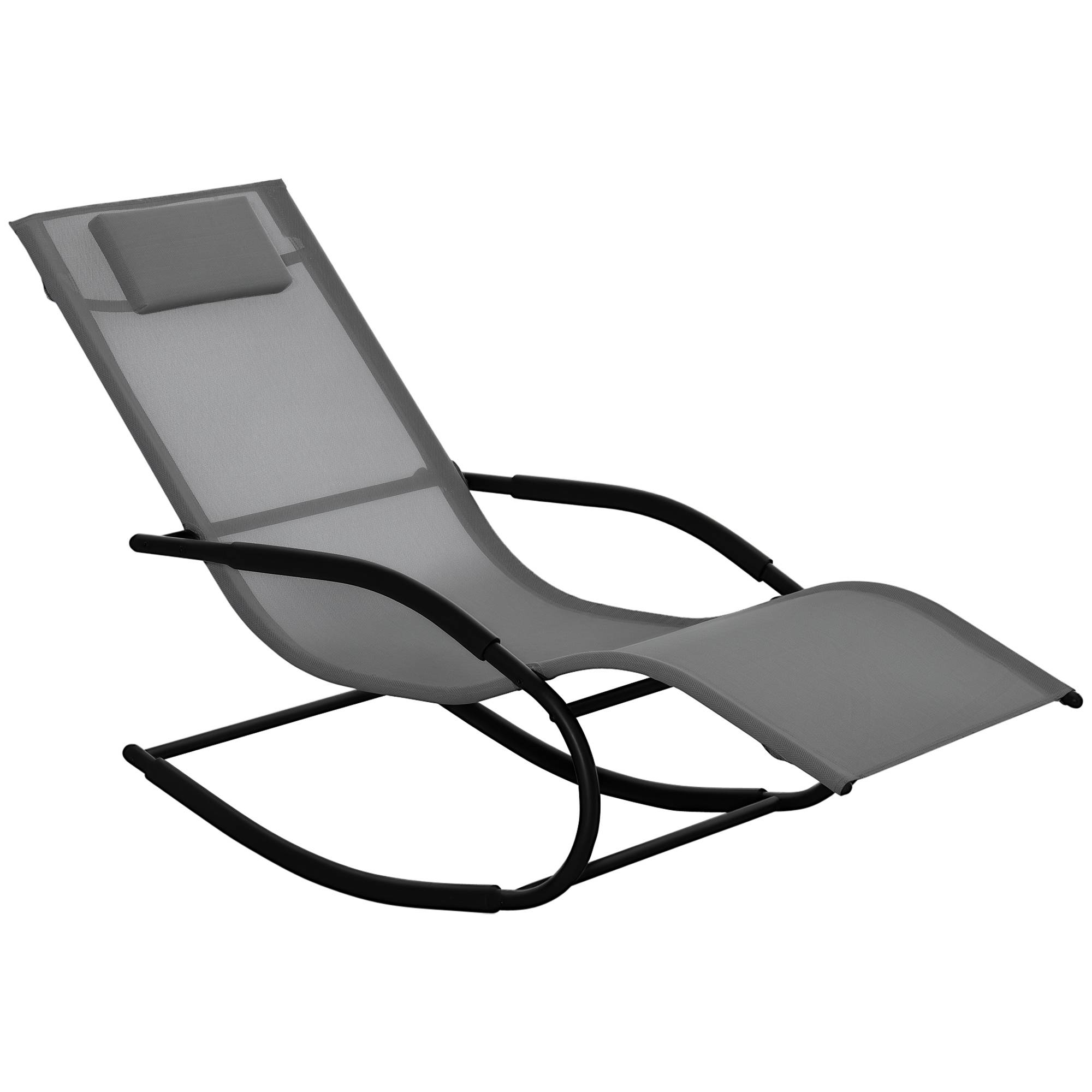 Chaise longue à bascule métal galvanisé gris 150 x 62 x 84 cm - PANGIVO - Image 1
