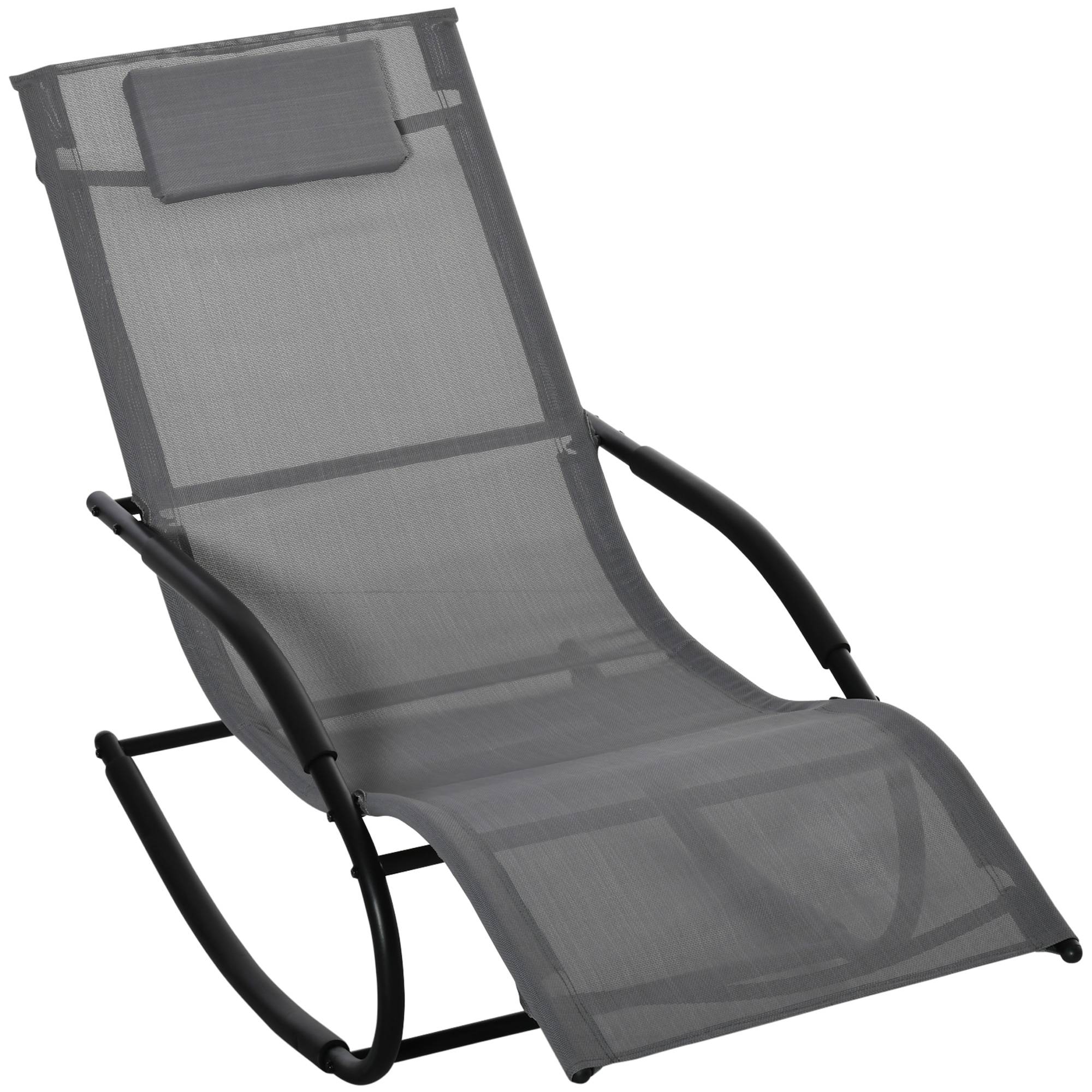 Chaise longue à bascule métal galvanisé gris 150 x 62 x 84 cm - PANGIVO - Image 2