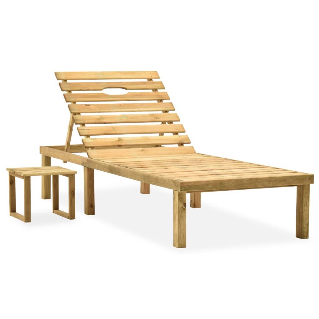 Helloshop26 - Transat chaise longue bain de soleil lit de jardin terrasse meuble d'extérieur 200 cm avec table et coussin pin imprégné - Imagen 2