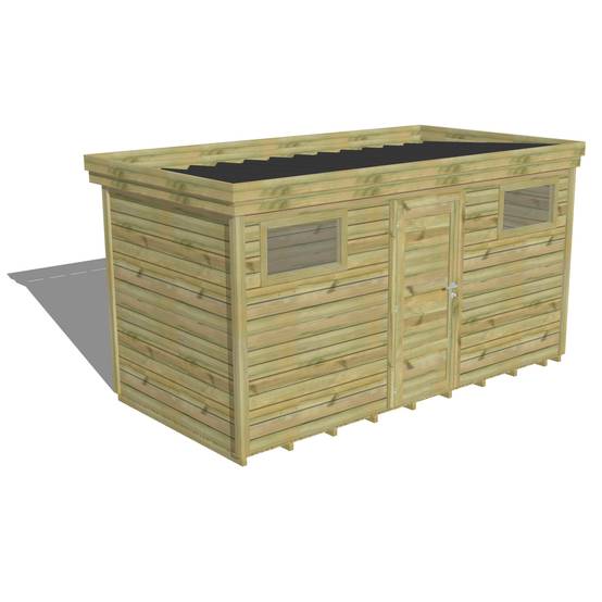 ABRI DE JARDIN bois autoclave 27mm - 4,34x2,14m / 9m2 - Bac acier - Plancher bois - Image 1