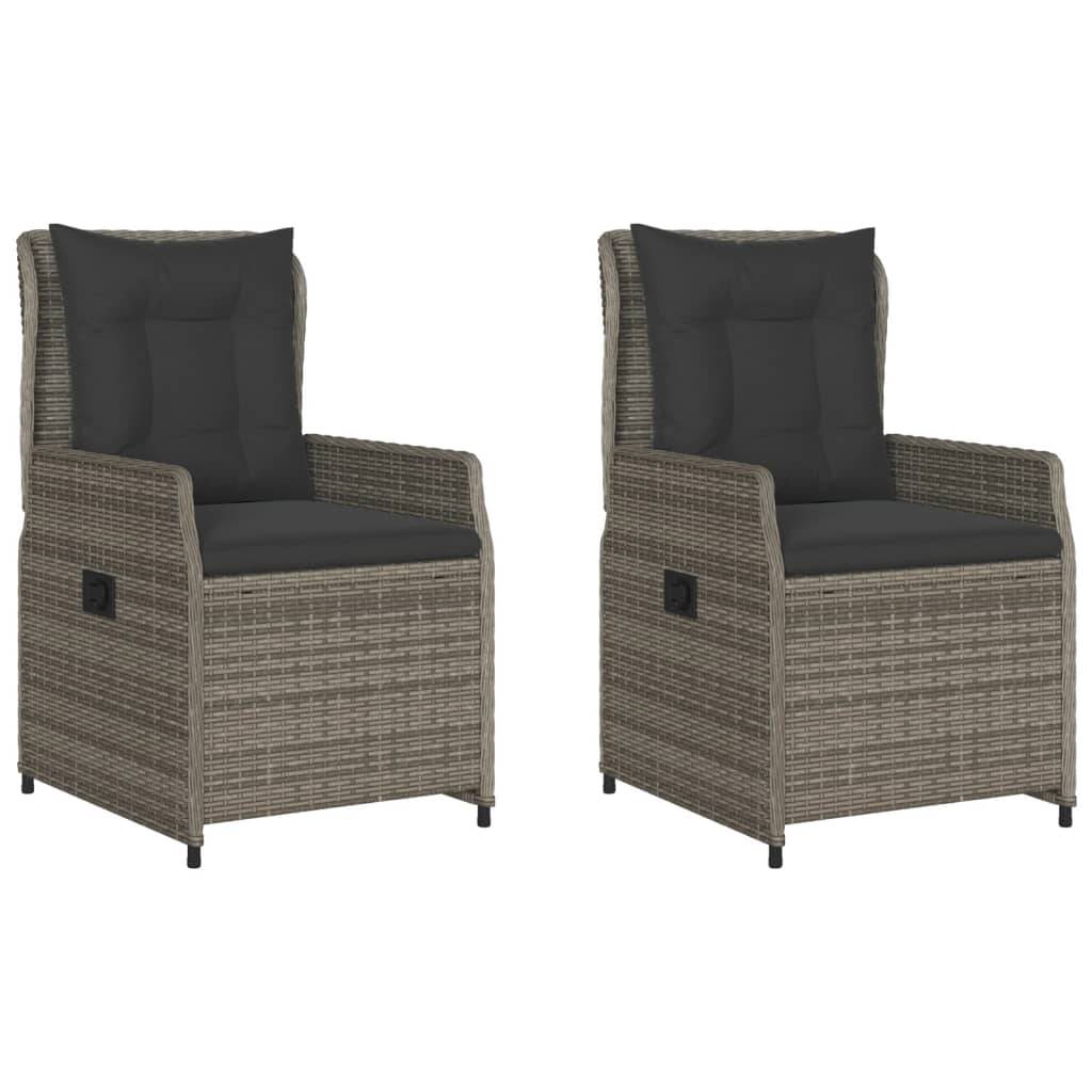 Chaises inclinables de jardin résine tressée grises 55 x 60 x 93 cm - PANGIVO - Image 2