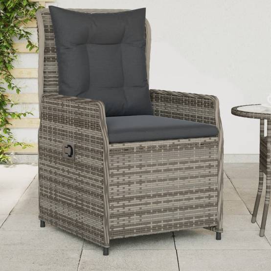 Chaises inclinables de jardin résine tressée grises 55 x 60 x 93 cm - PANGIVO - Image 1