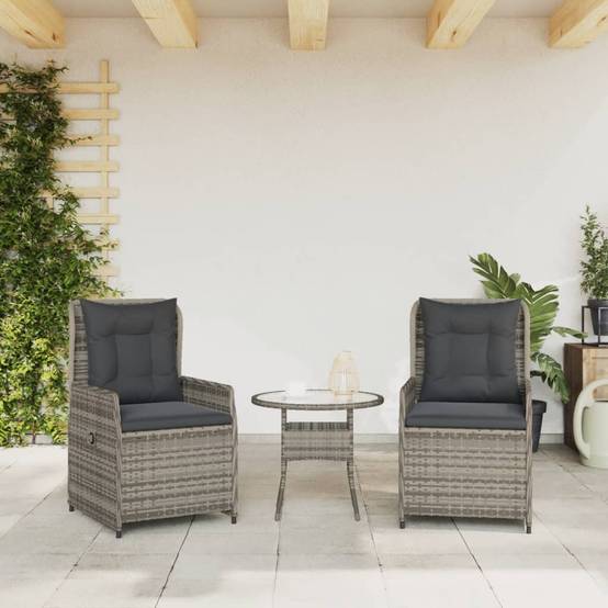 Chaises inclinables de jardin résine tressée grises 55 x 60 x 93 cm - PANGIVO - Image 3