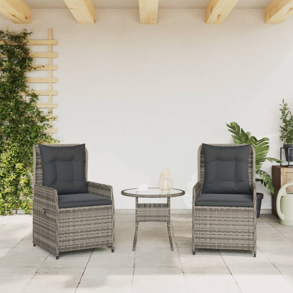 Chaises inclinables de jardin résine tressée grises 55 x 60 x 93 cm - PANGIVO - Image 3
