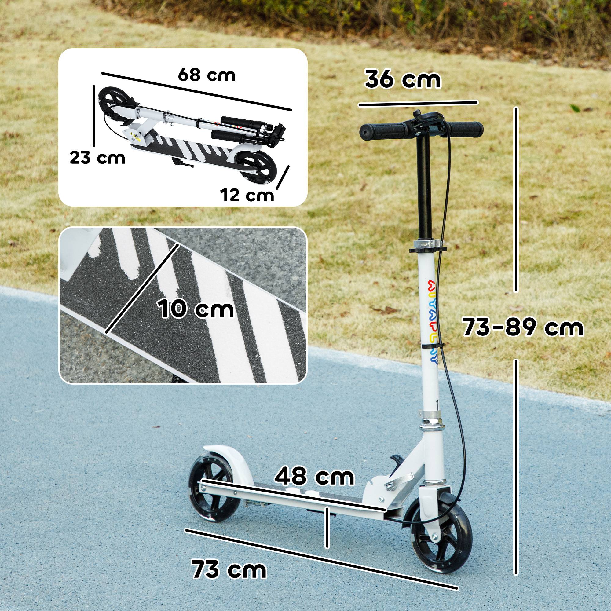 Sans Marque - Trottinette enfant double frein cadre métal repose-pieds pliable 3-8 ans blanche - Image 5