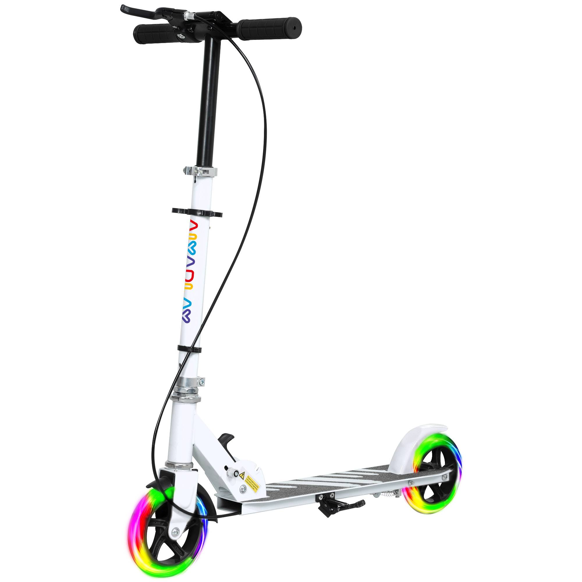 Sans Marque - Trottinette enfant double frein cadre métal repose-pieds pliable 3-8 ans blanche - Image 2