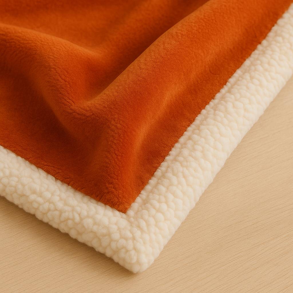 Plaid Sherpa Flanelle 480GSM 150X200 Terracotta - Déco arts - Image 5