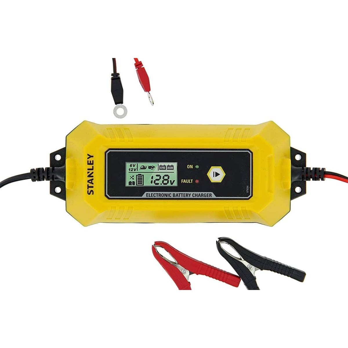 stanley - Chargeur de batterie intelligent 4A 230V 6/12V Voiture Moto Microprocesseur Ecran LCD Maintient de charge Stanley - Imagen 1