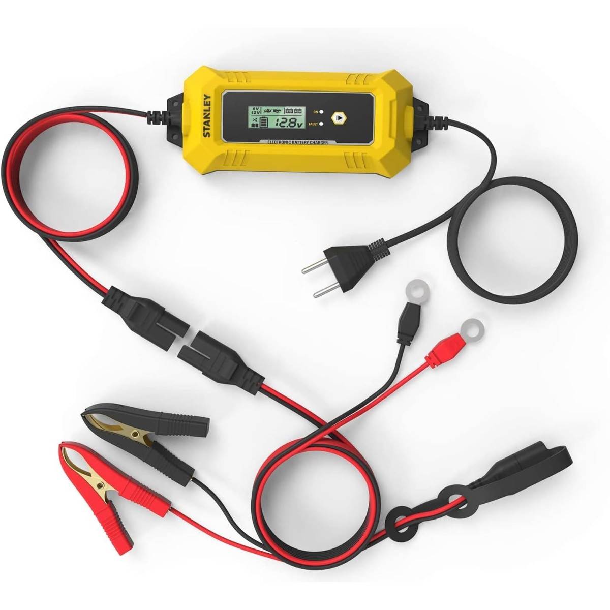 stanley - Chargeur de batterie intelligent 4A 230V 6/12V Voiture Moto Microprocesseur Ecran LCD Maintient de charge Stanley - Imagen 2