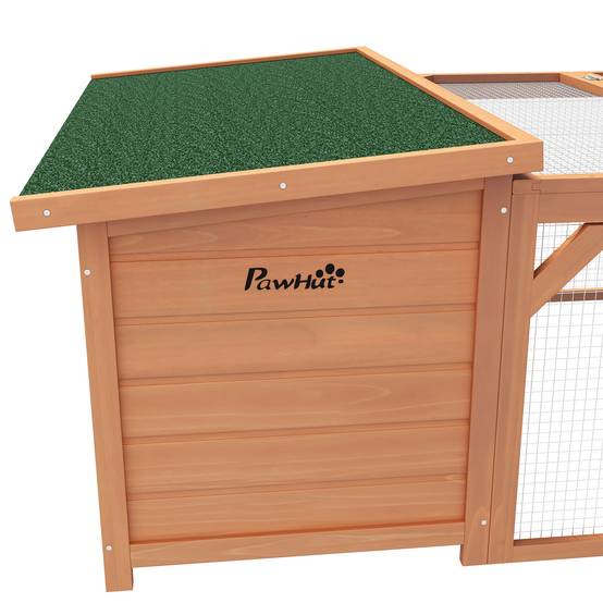 Clapier lapin extérieur bois sapin avec enclos toit asphalte ouvrant 125x100x49cm orange - ComfortXL Outdoor Living - Image 10