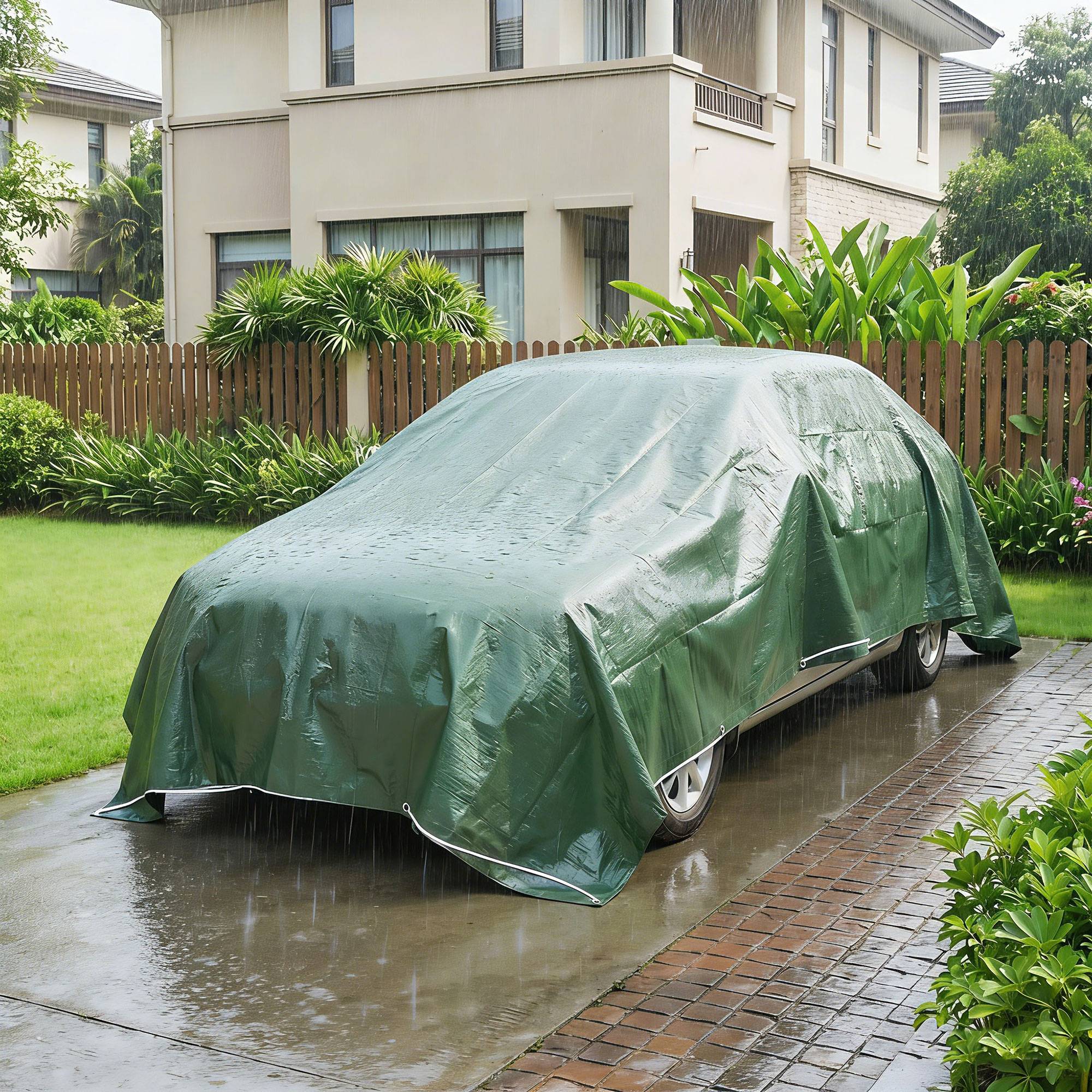 ComfortXL - Bâche de protection PE 4 x 6 m verte 90 g/m² pour jardin voiture et bois avec œillets renforcés étanche - Image 1