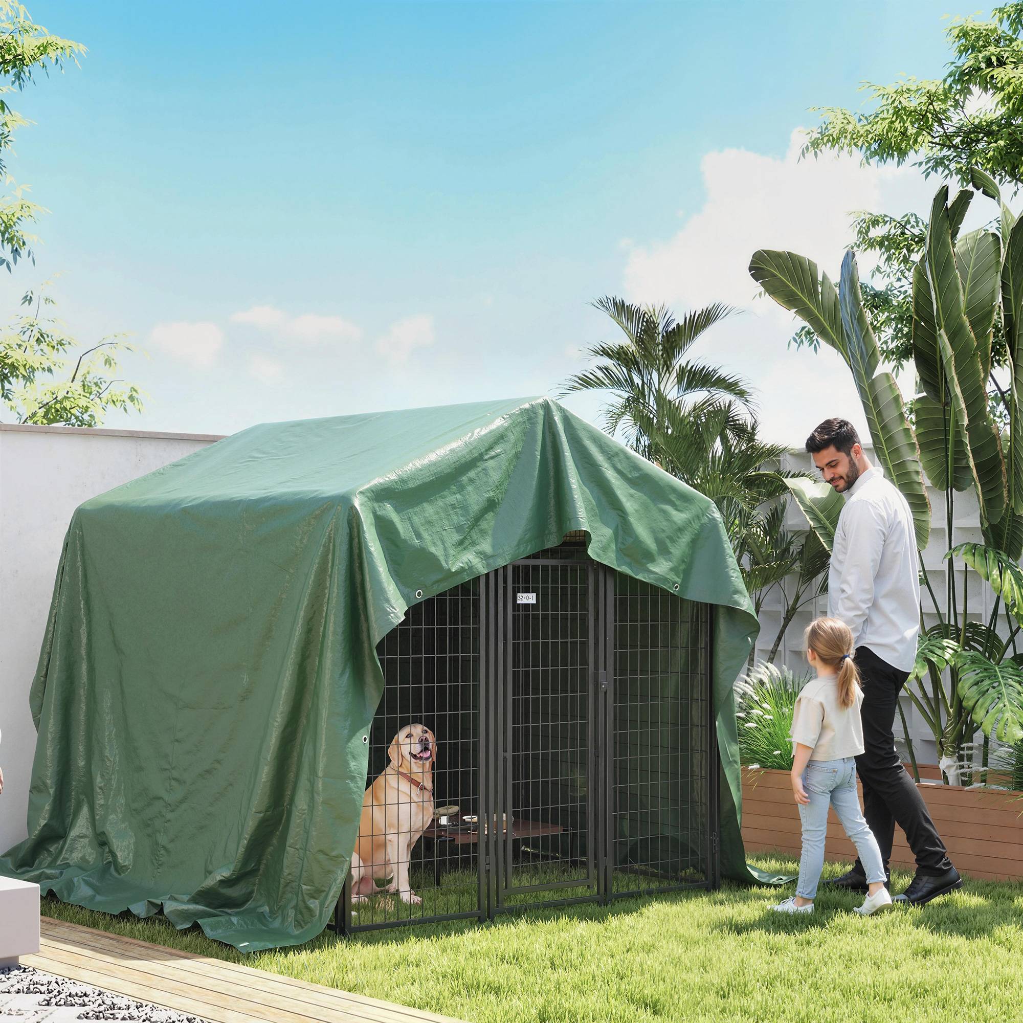 ComfortXL - Bâche de protection PE 4 x 6 m verte 90 g/m² pour jardin voiture et bois avec œillets renforcés étanche - Image 9