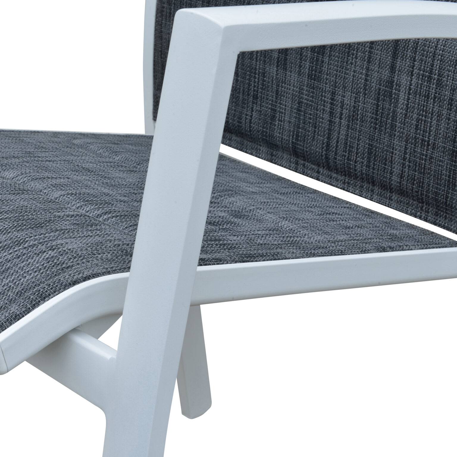 Wilsa Garden - Ensemble MODULO 8/12p en aluminium blanc et verre décors bois avec 12 fauteuils en textilène - Imagen 6