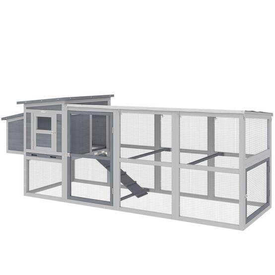 Poulailler avec pondoir bois gris 264 x 82 x 89 cm - PANGIVO - Image 2