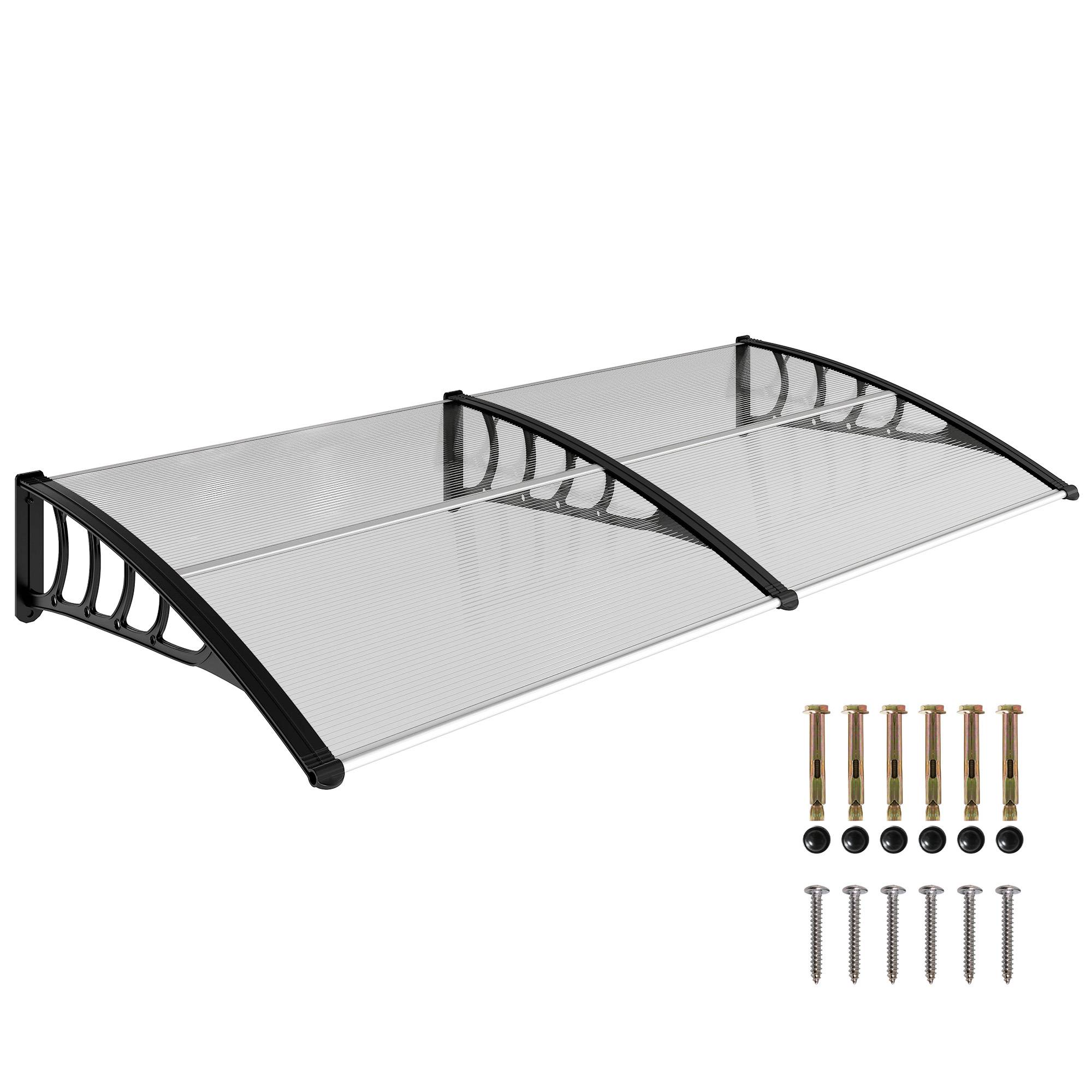 Sans Marque - Auvent moderne en polycarbonate, aluminium et PP pour balcons, fenêtres et portes, 200 x 96 x 27 cm - Image 1