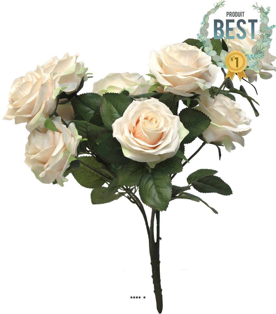 Artificielles - Bouquet de rose Paris artificielle, 10 têtes, H42 cm Rose-crème - BEST - couleur: Rose-crème - Imagen 1