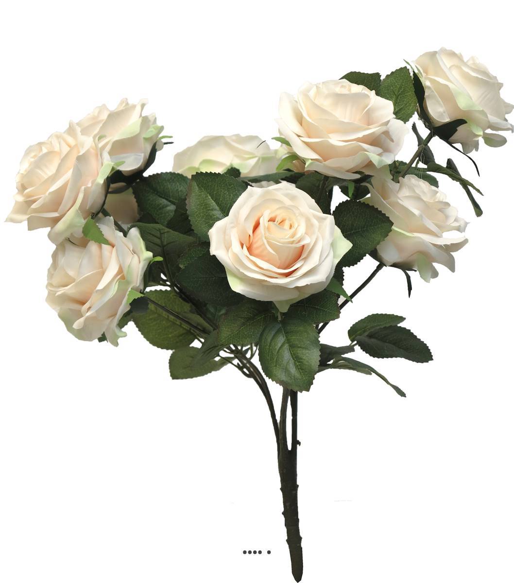 Artificielles - Bouquet de rose Paris artificielle, 10 têtes, H42 cm Rose-crème - BEST - couleur: Rose-crème - Imagen 2