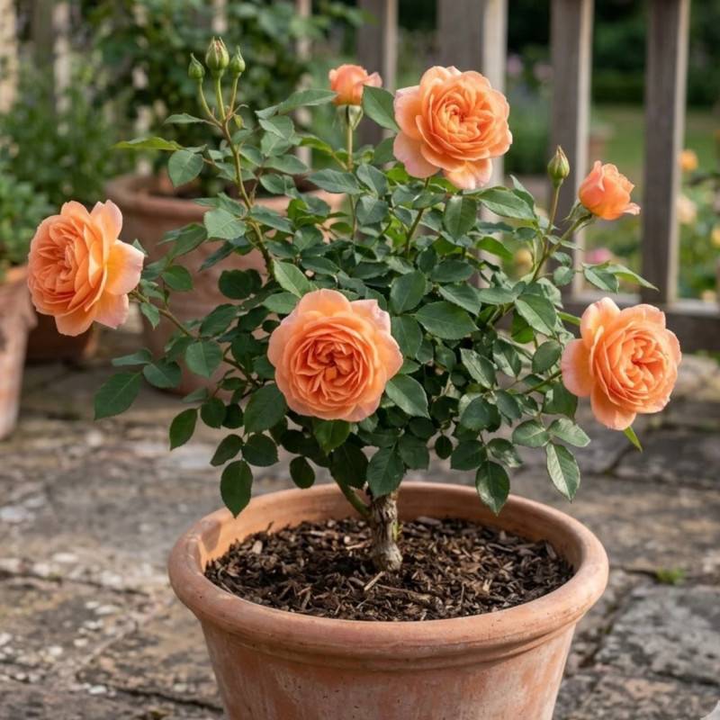 Rosier ancien Lady of Shalott® 'Ausnyson' à fleurs Orange/ - feuillage Caduc - Pot de 3L - 20/40 cm - Image 5