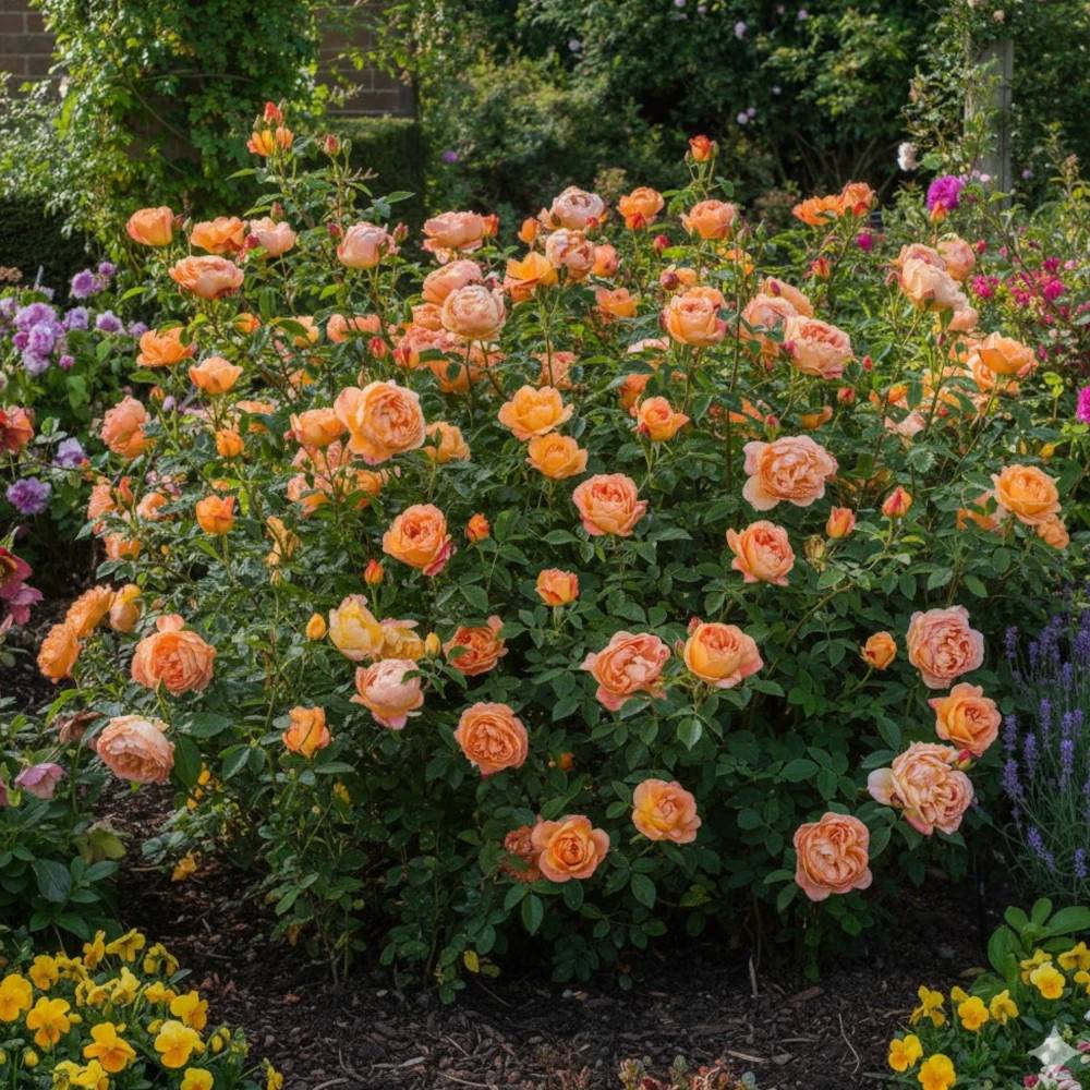 Rosier ancien Lady of Shalott® 'Ausnyson' à fleurs Orange/ - feuillage Caduc - Pot de 3L - 20/40 cm - Image 1