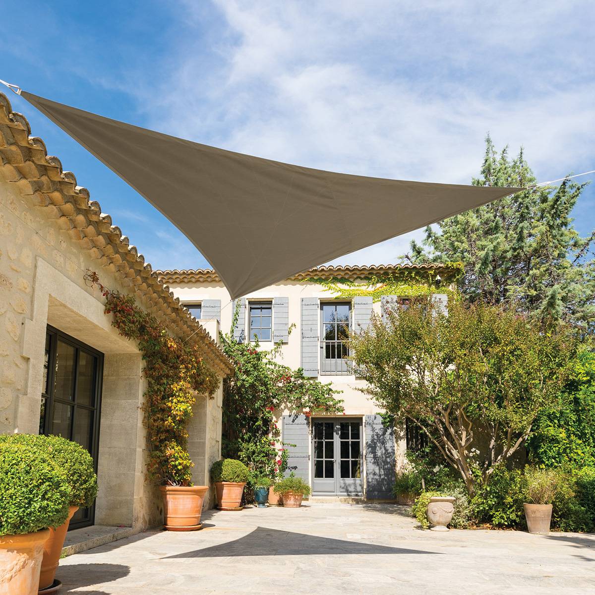 Hesperide - Voile d'ombrage triangulaire "Shae" noisette 4x4x4m en polyester Hespéride - Imagen 1